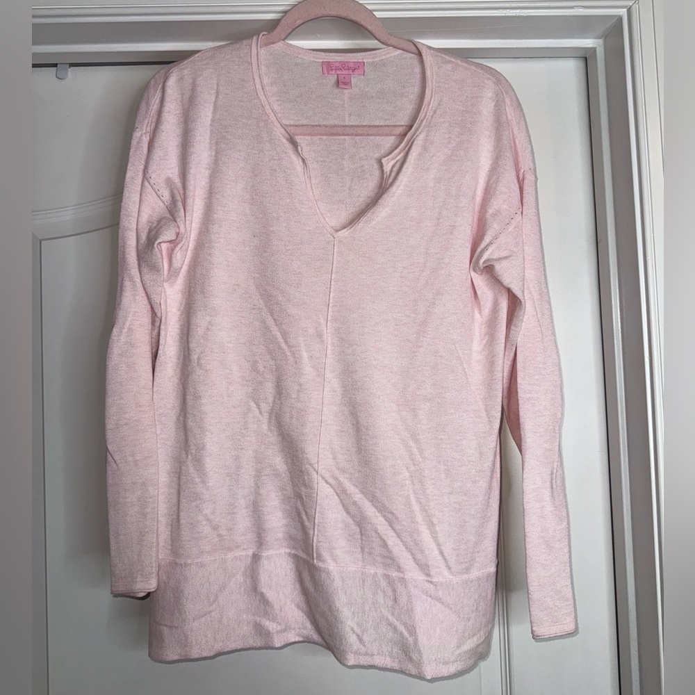 Lilly Pulitzer Pink V-Neck Long Sleeve Top